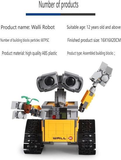 Skyprime Wall-E - Modelo de robot inspirado en Lego, regalo de juguete de bloques de construcción de rompecabezas, 7.1 pulgadas