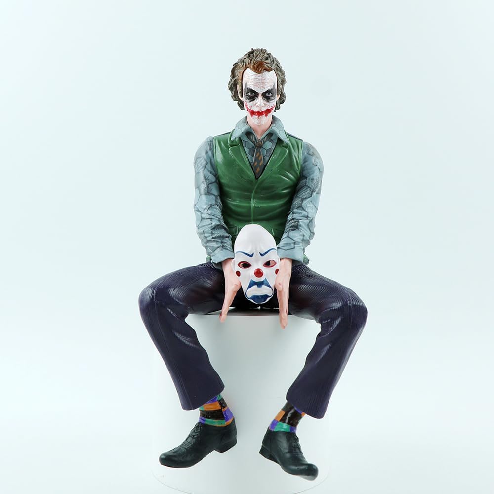 Skyprime DC Comic Inspired Joker Action Figure - PVC Collectible Decor for Adults, Dark Knight & Suicide Squad Theme, Includes Chair, 9.45in