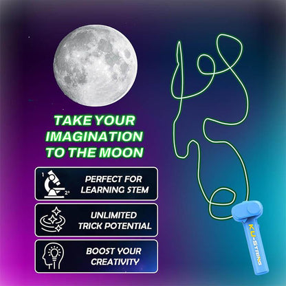 Glow-in-the-Dark String Shooter Toy w/ Dual Built-in UV Blacklights-Safe Fun for Adults & Kids - Rope Launcher Gift - Viral Fidget Toy Gadget - Music Festival, Rave, Dance Accessory