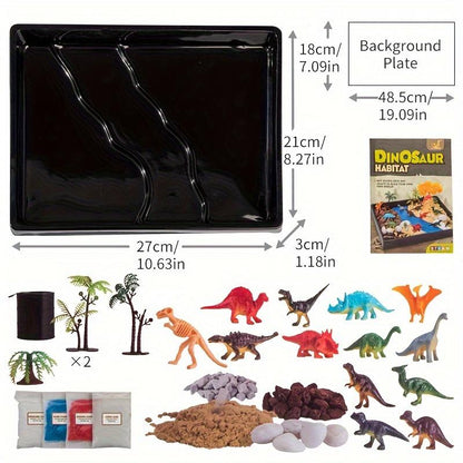 1 Set PVC Dinosaur Playset - Educational DIY Dinosaur Habitat Kit with Multiple Species, Encourages Imagination & Motor Skills Development, Ideal for Kids' Learning & Play